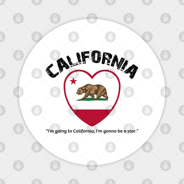 Bear Flag, Flag of California, Grizzly bear, “I’m going to California, I’m gonna be a star.” Magnet by egygraphics